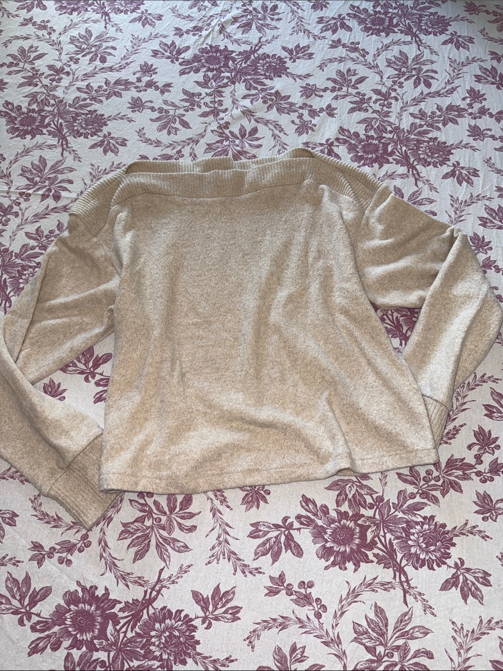 XS Cozy Neutral Crewneck Sweater - Beige